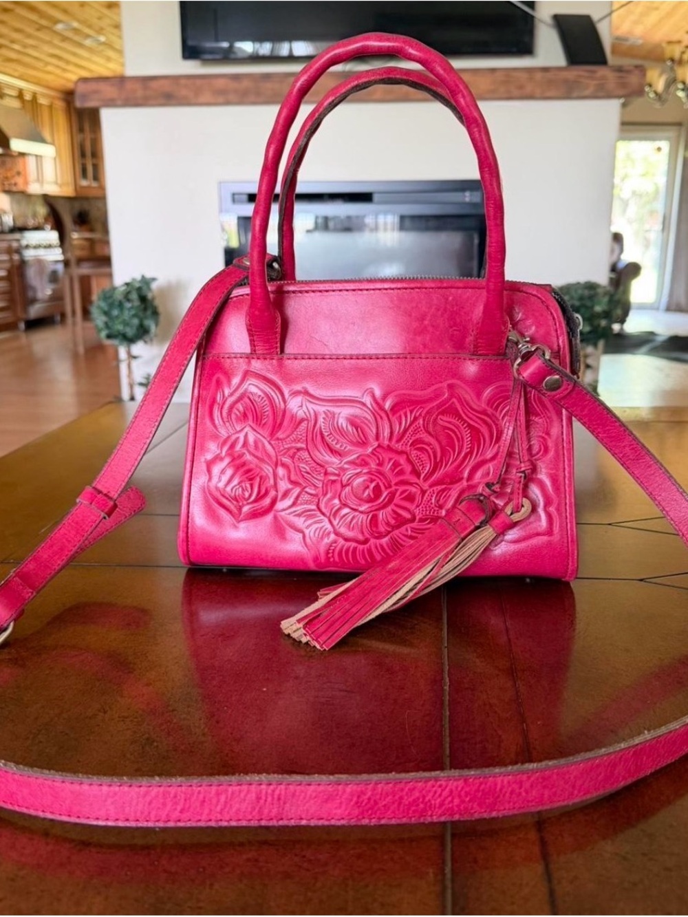 Patricia Nash Paris Satchel in Hot Pink